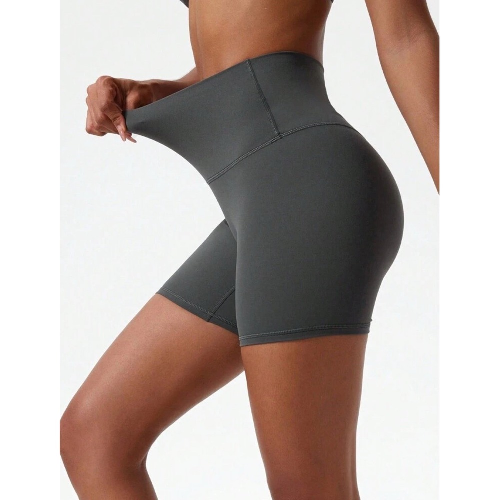 Gray High Waisted Athletic Gym Workout Shorts Women Size Small Charcoal - Picture 3 of 4